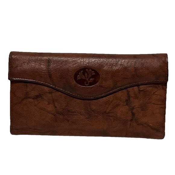 Buxton Vintage Women's Top Grain CowHide Leather Wallet / Billfold-Brown Marble - Picture 1 of 3